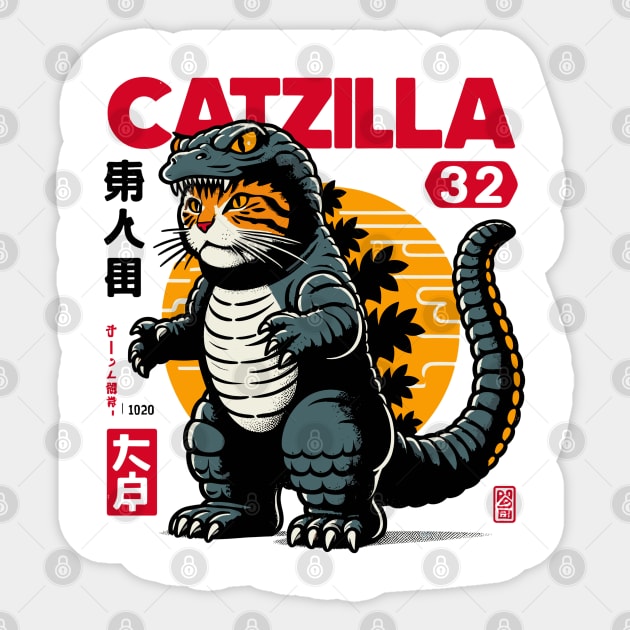 Catzilla Sticker by Minisim